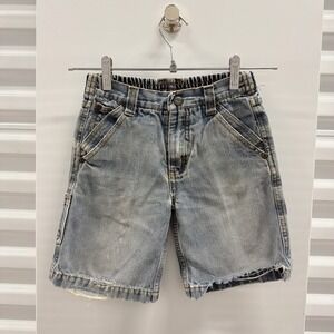 2000s Kidz Threadz Boys 4T Denim Carpenter Shorts Blue Distressed Y2K Skater